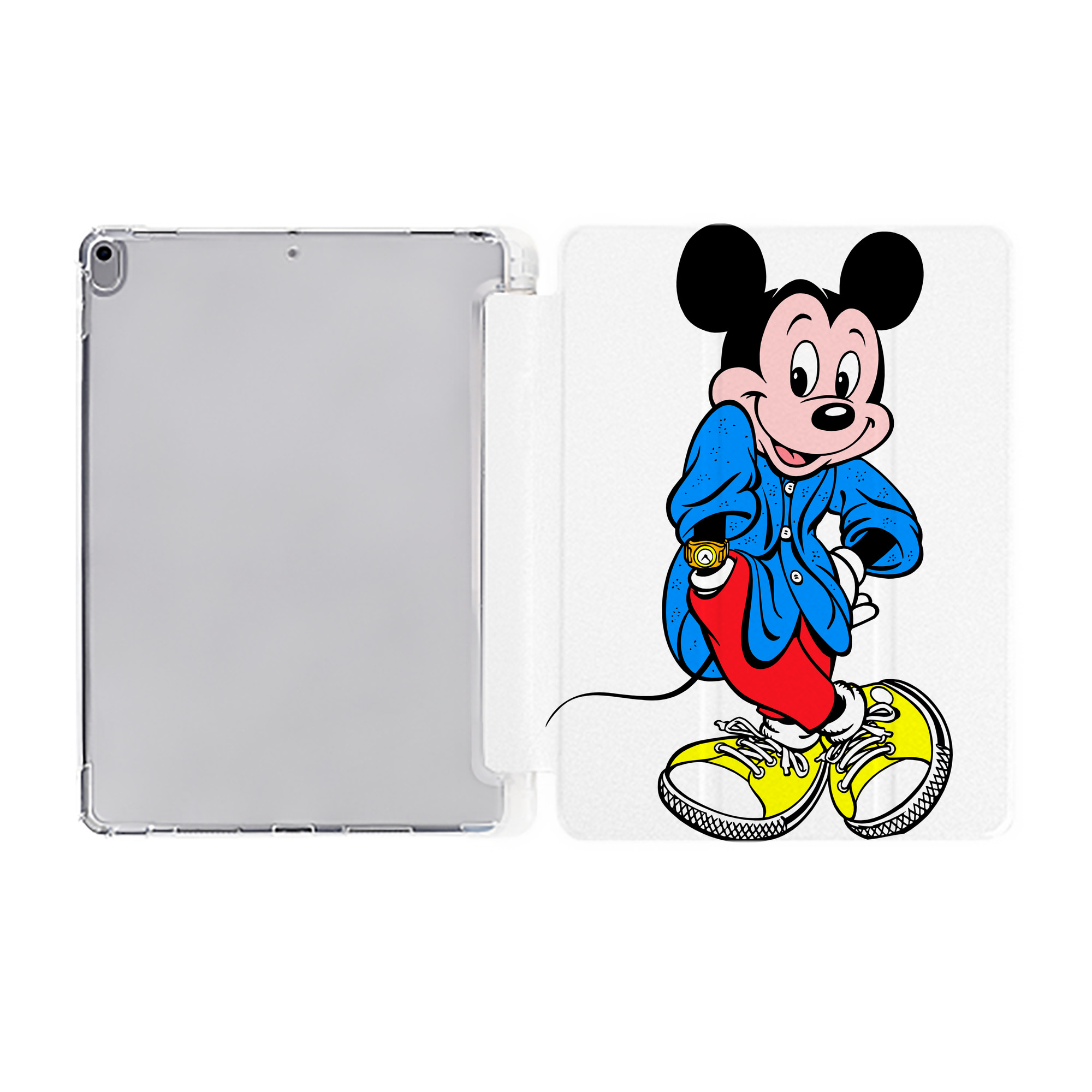 （画像用） ミッキーマウス Mickey Mouse IPad ケース ペン収納付き 三つ折りスタンド PUレザー×シリコン 対応機種9.5/10.5/10.9インチ
